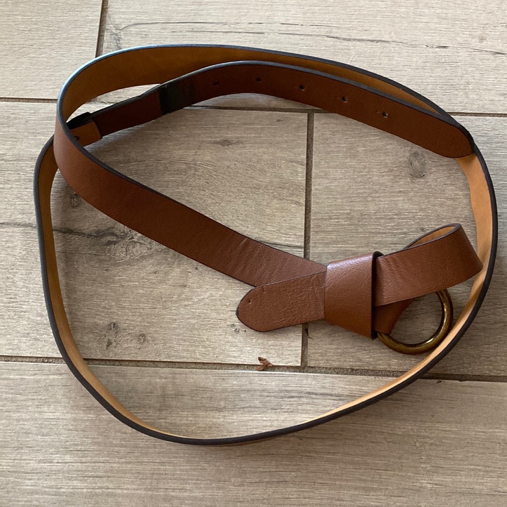 Brown leather tie belt